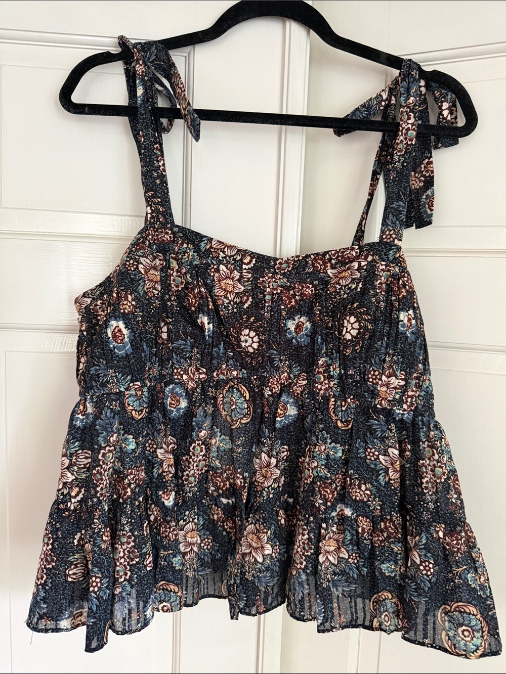 Ulla Johnson Syma Top “Twilight” Floral Tie-Shoulder Smocked Top Size 12 NWT